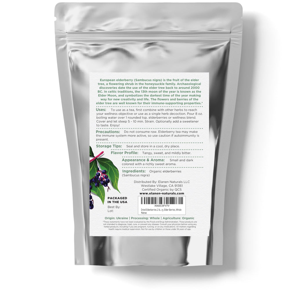 Elanen Naturals elderberries for syrups—concentrated flavor for homemade syrups.