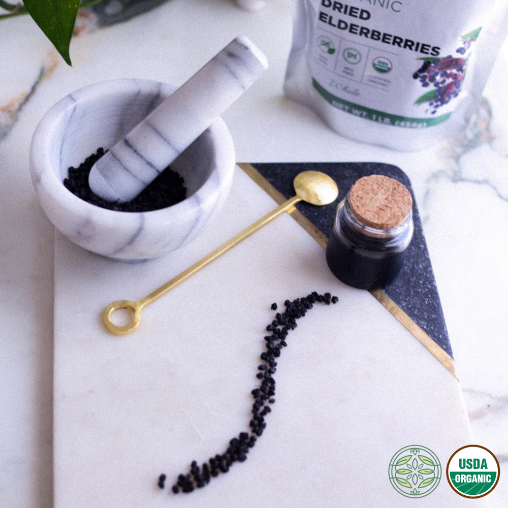 Elanen Naturals elderberries USDA Organic label—certified organic quality from trusted growers.