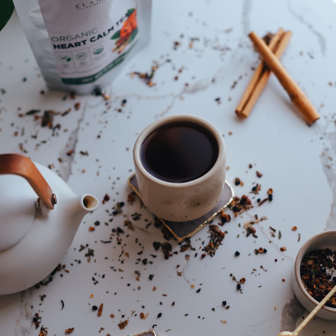 Elanen Naturals Heart Calm Tea elderberry blooms; colorful notes create a pleasant cup