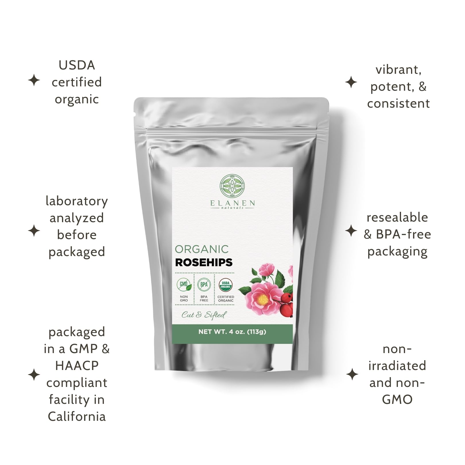 Cut and sifted rosehips from Elanen Naturals for flavorful brews.