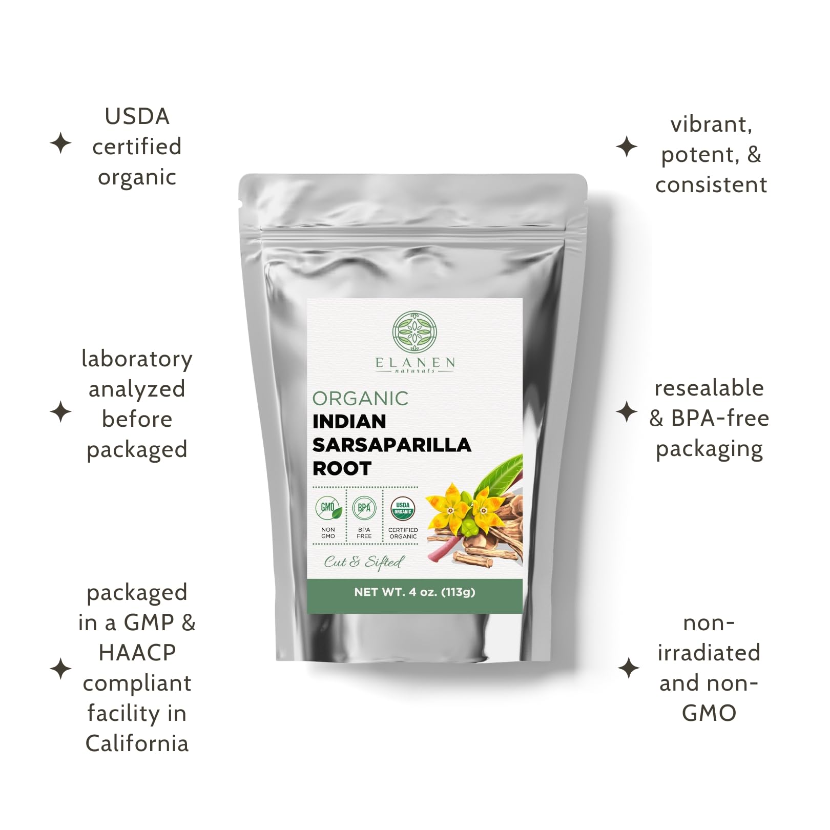 Brewing Elanen Naturals sarsaparilla tea yields earthy warmth.