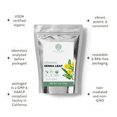 Elanen Naturals Senna Leaf Tea dry leaves reveal light green hue and texture