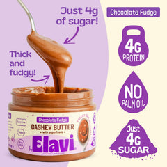 ELAVI Keto Cashew Butter ingredients view highlights cashews and plant proteins.