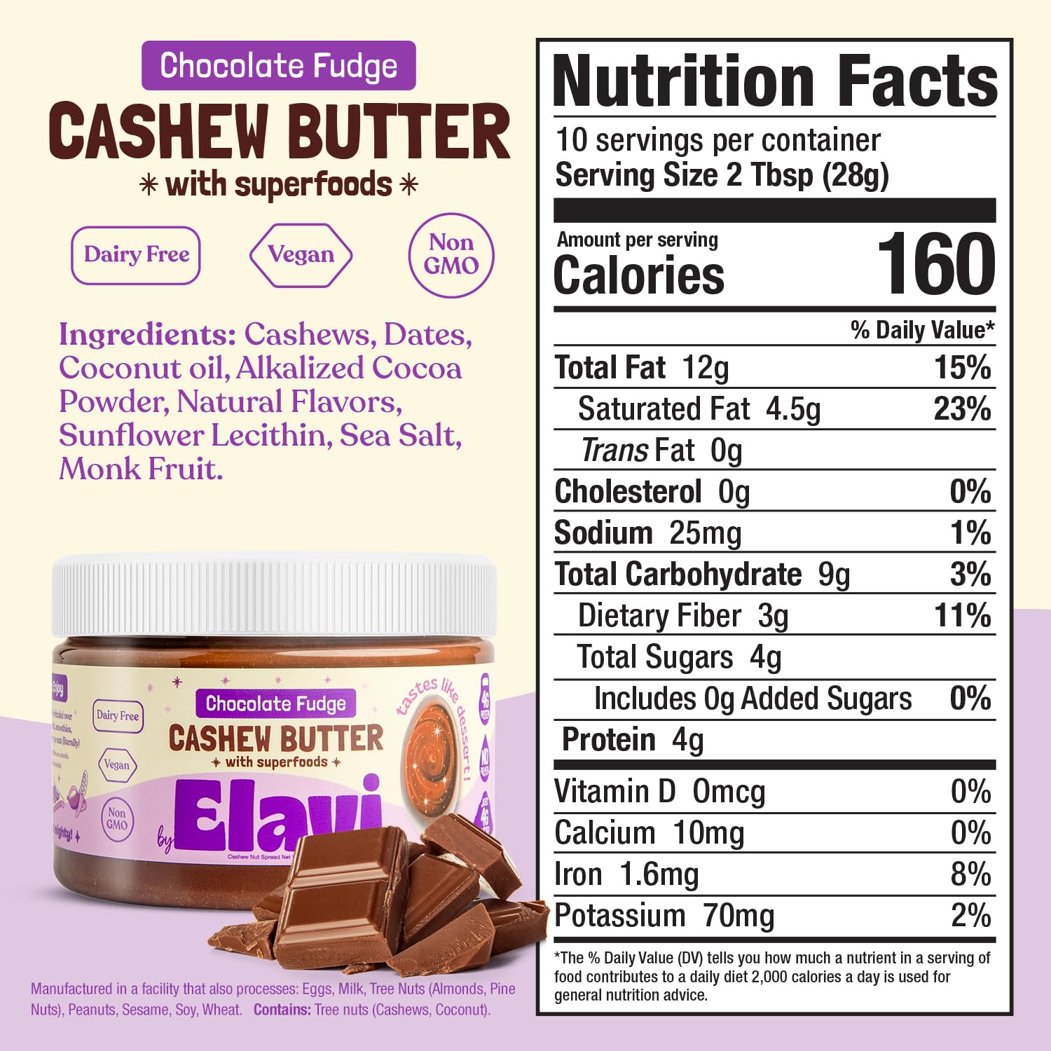 ELAVI Keto Cashew Butter on toast demonstrates a low-sugar dessert option.
