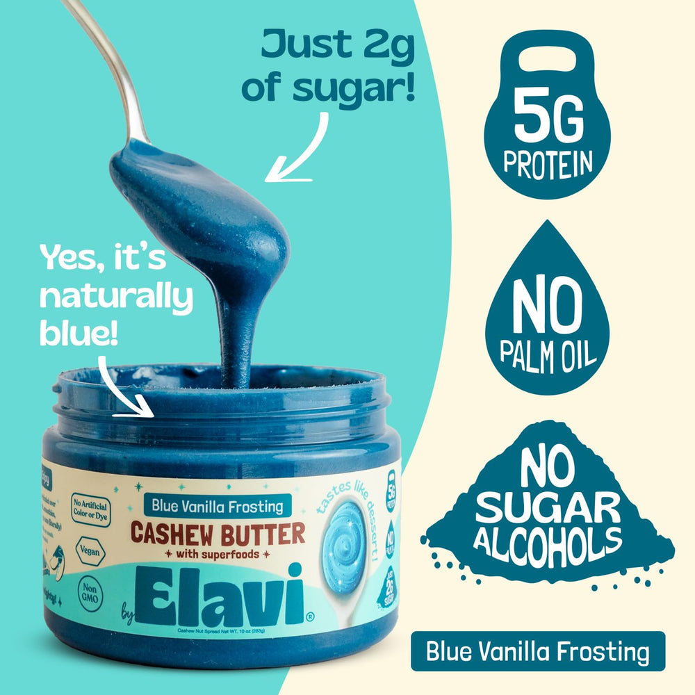 ELAVI Keto Cashew Butter spoon close-up highlighting creamy texture