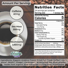 Elderwise Coffee with Mushrooms and Sea Moss cup ready for hot or cold serving