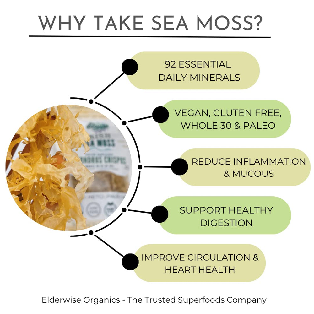 Elderwise Organics sea moss wash and prep ready for gel blending.