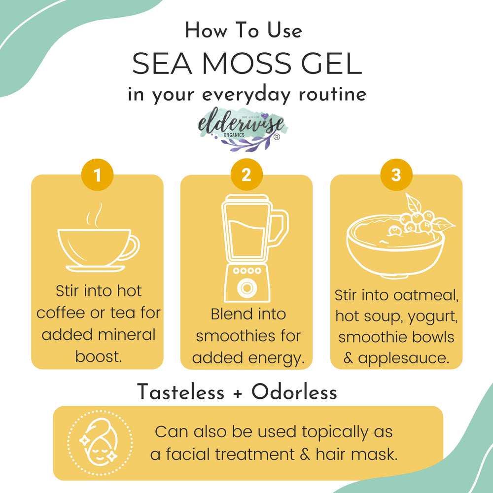 Elderwise Sea Moss Gel jar ready to scoop and blend.