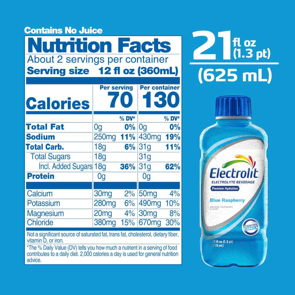 Electrolit Blue Raspberry athlete hydration highlights performance support.