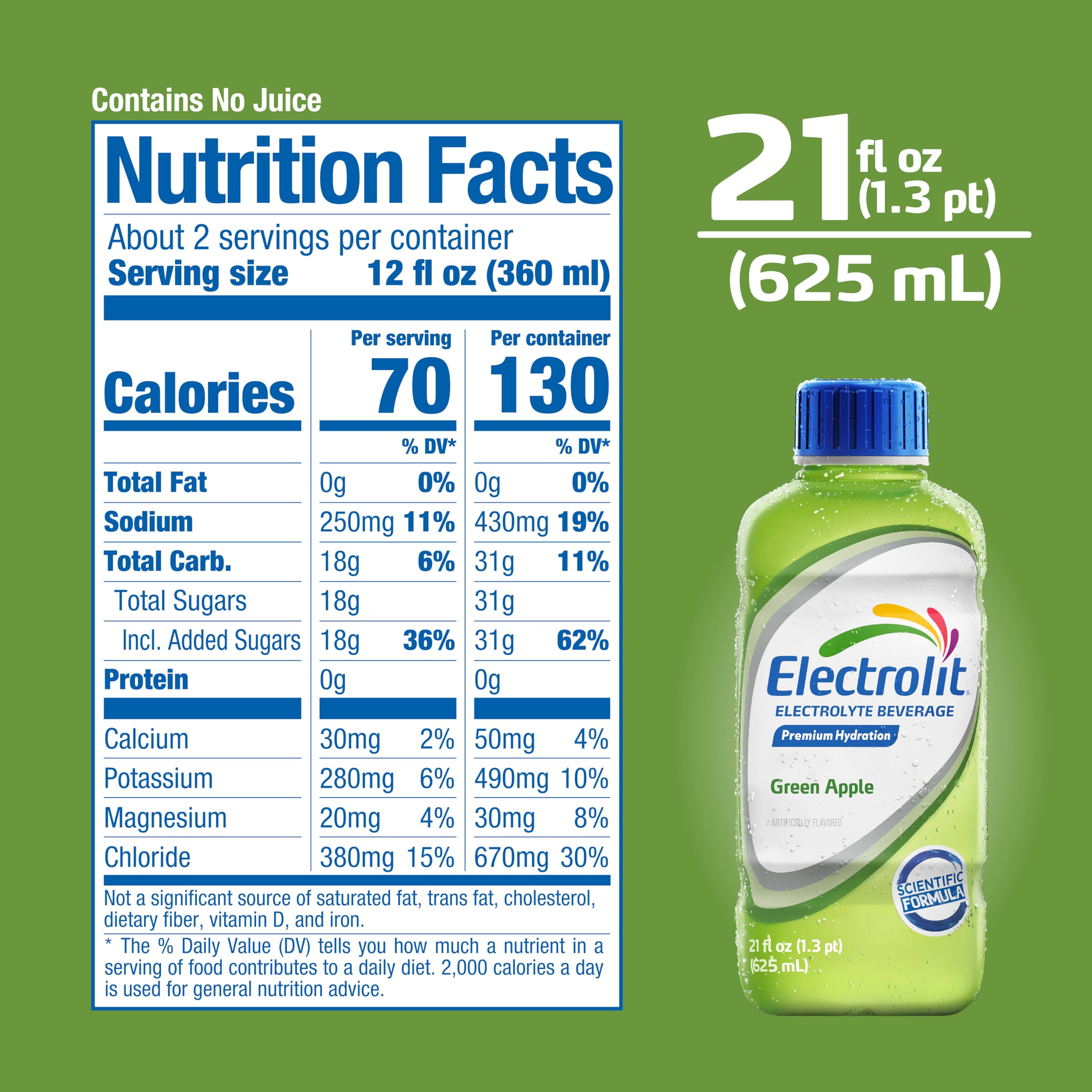 Electrolit Green Apple on-the-go bottle for gym or travel.