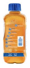 Electrolit orange bottle label close-up highlighting electrolyte balance.
