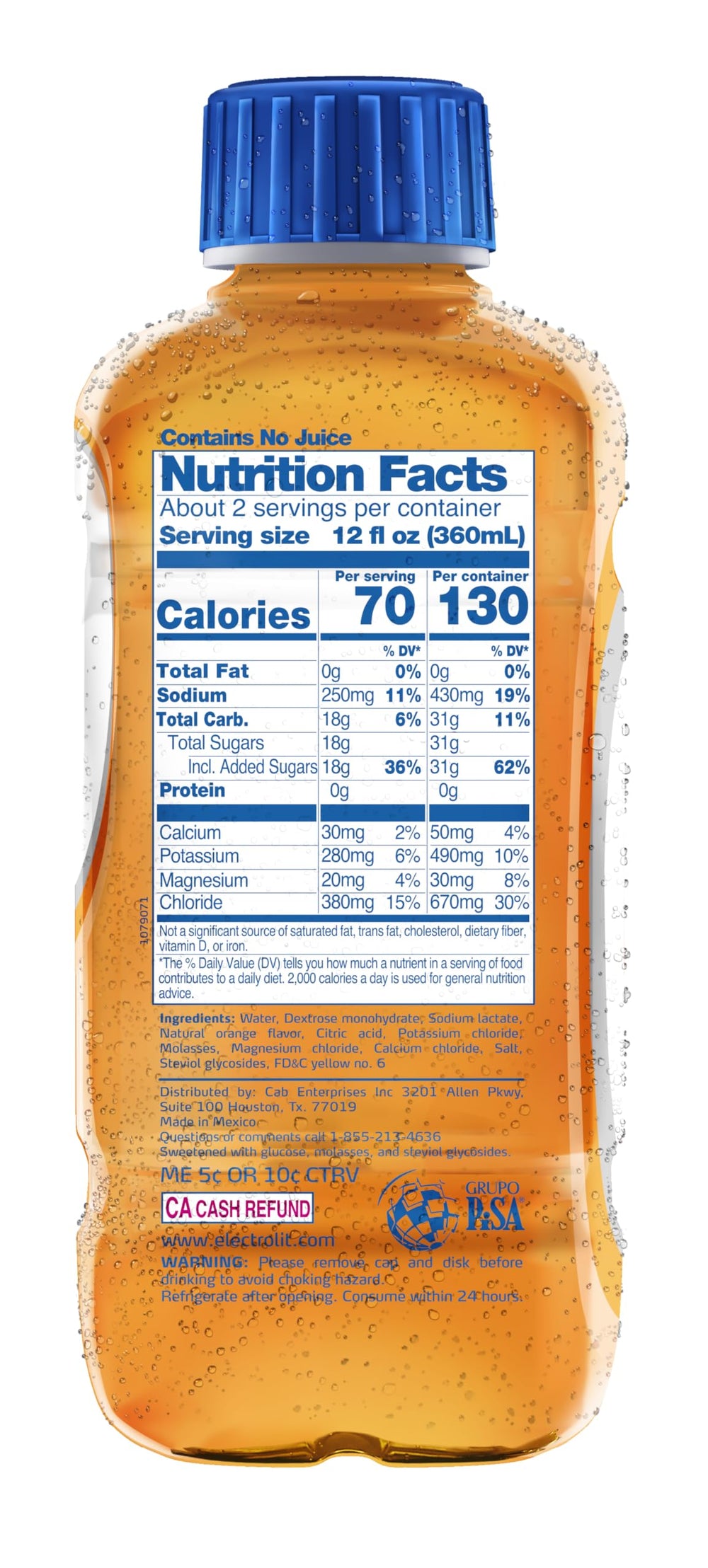 Electrolit orange bottle pack-12 for convenient family hydration.