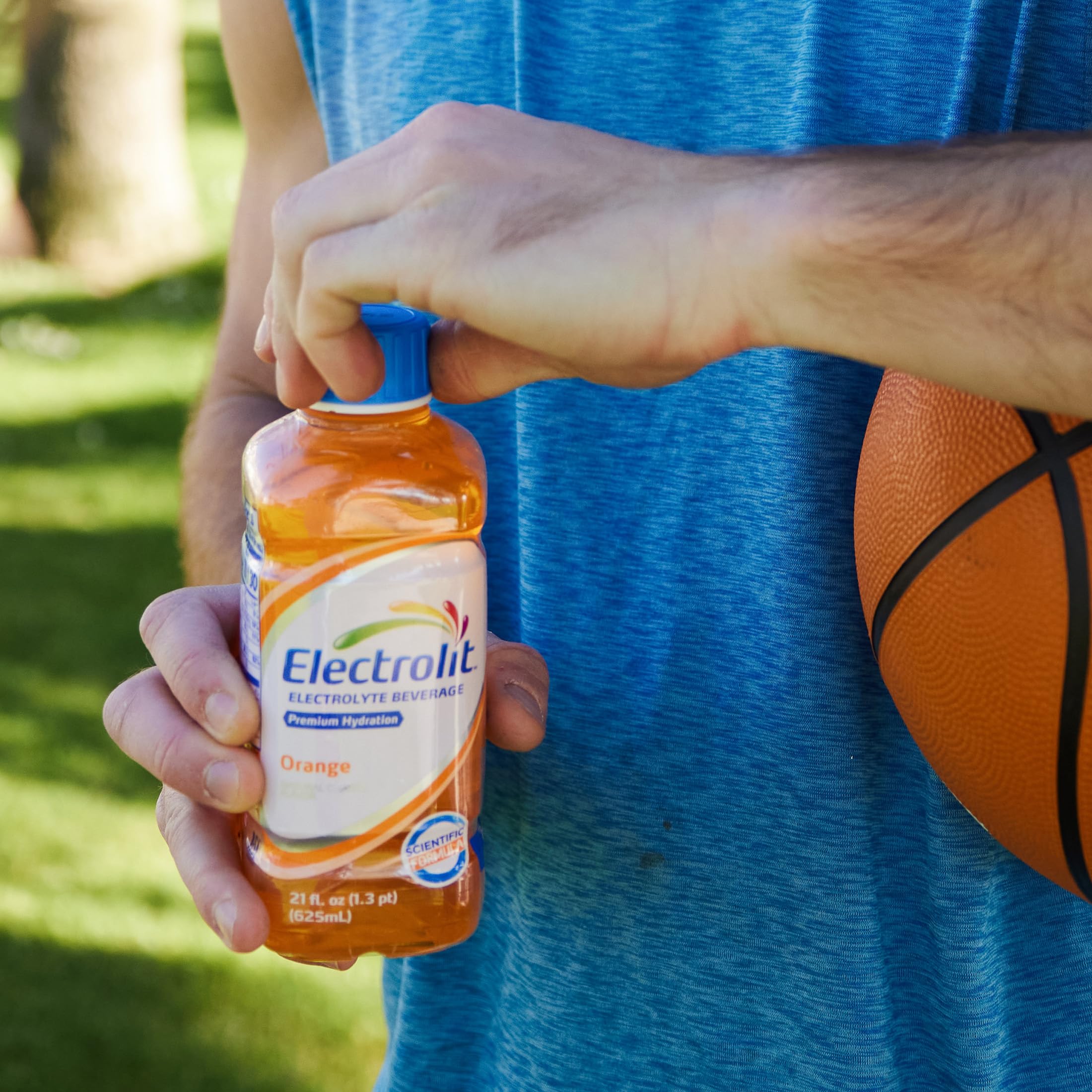 Electrolit orange nutrition facts close-up communicates electrolyte balance.