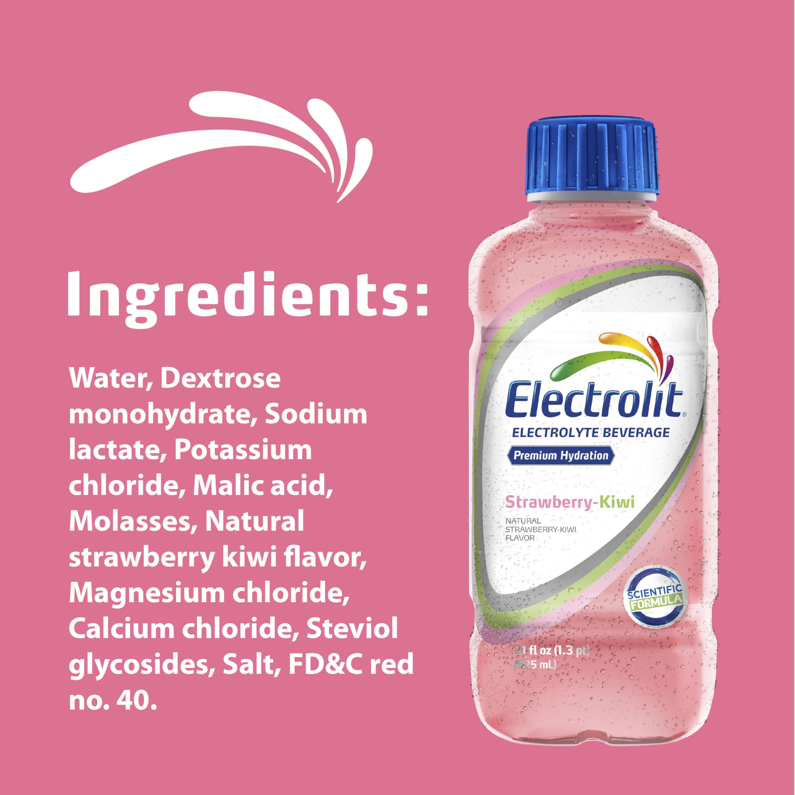 Electrolit Strawberry Kiwi nutrition facts area highlights minerals and electrolytes