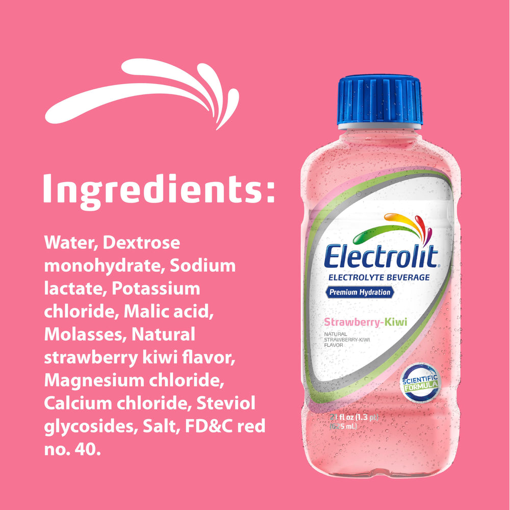 Electrolit Strawberry Kiwi nutrition facts area highlights minerals and electrolytes
