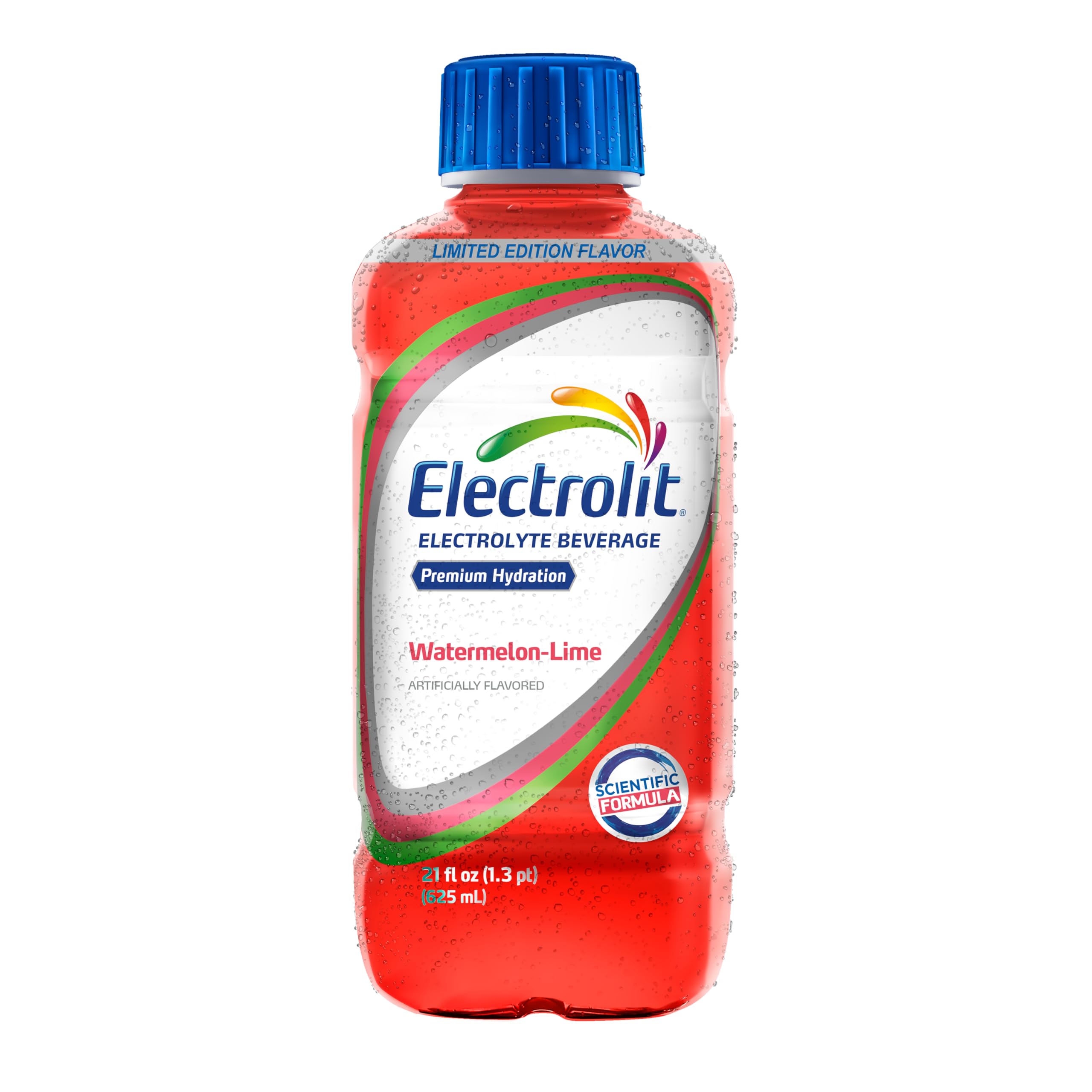 Electrolit Watermelon-Lime bottle label closeup showing flavor branding