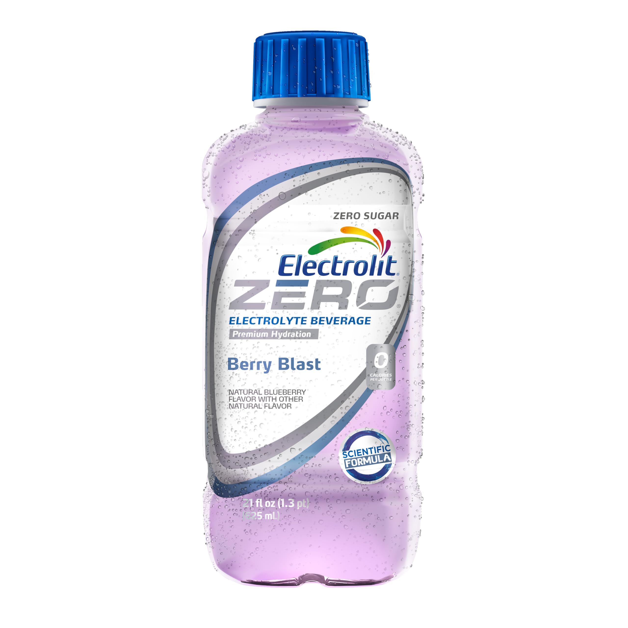 Electrolit Zero Berry Blast bottle highlighting hydration-friendly electrolyte balance for active days