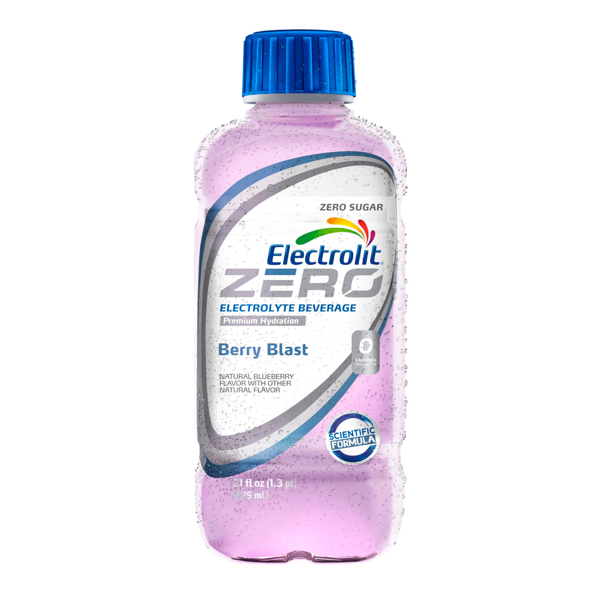 Electrolit Zero Berry Blast bottle highlighting hydration-friendly electrolyte balance for active days