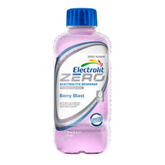 Electrolit Zero Berry Blast bottle highlighting hydration-friendly electrolyte balance for active days
