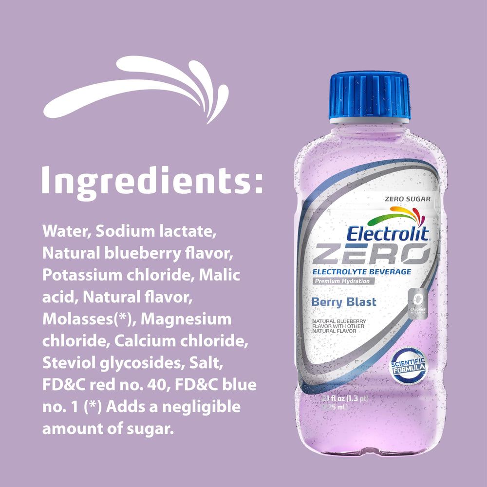 Electrolit Zero Berry Blast label on pack signals premium quality