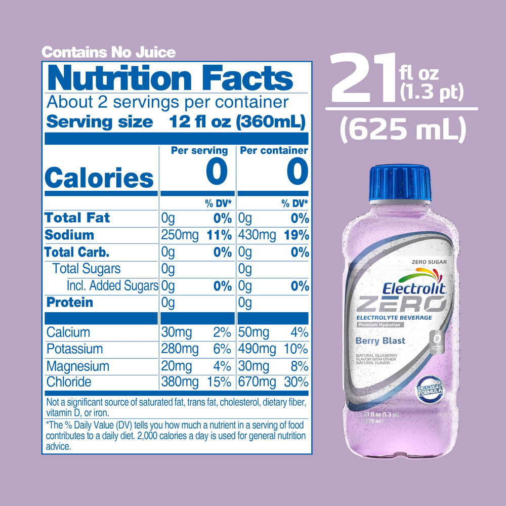 Electrolit Zero Berry Blast pack of 12 bottles ready for hydration on the go