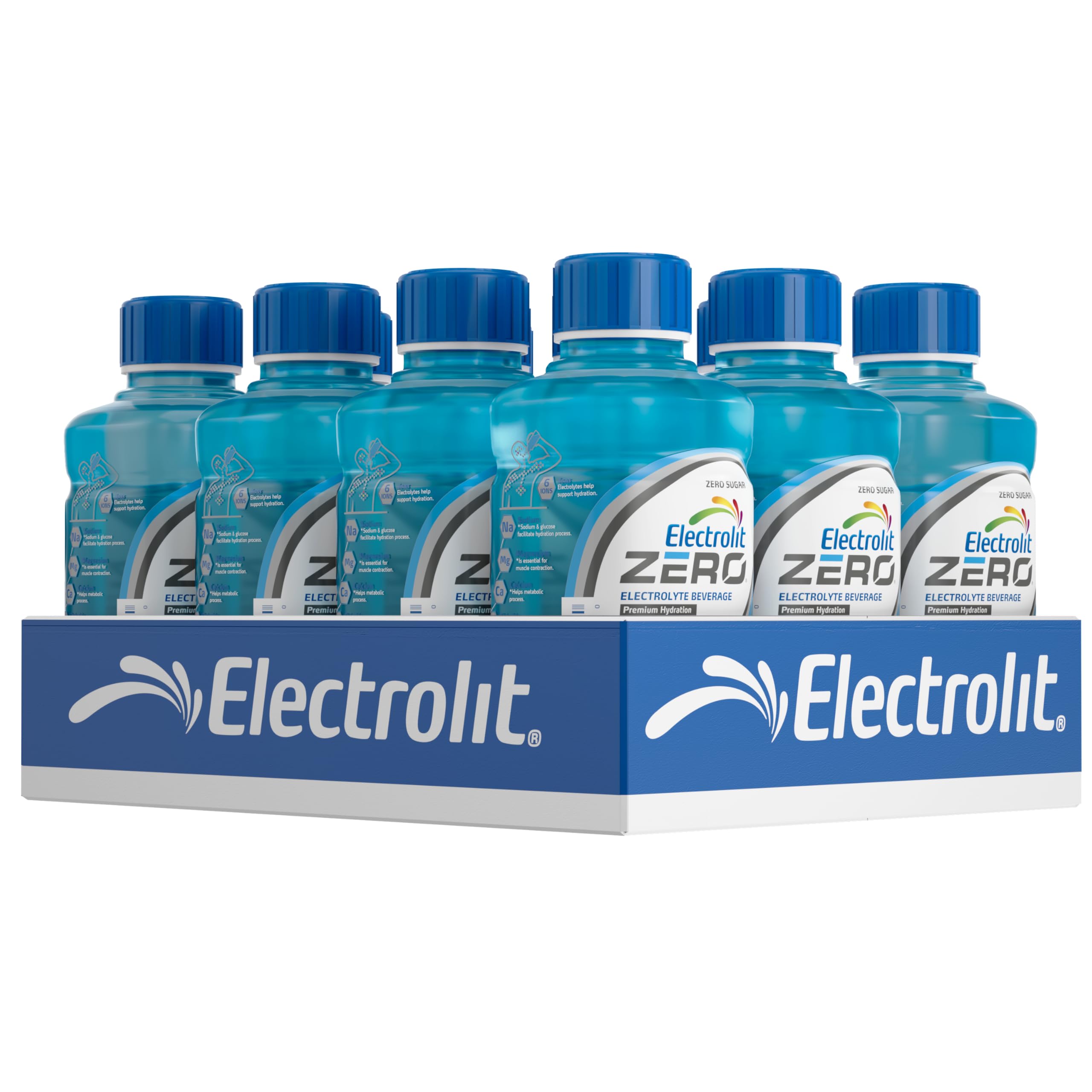 Electrolit Zero blue raspberry bottle 21oz ready for hydration on the go.