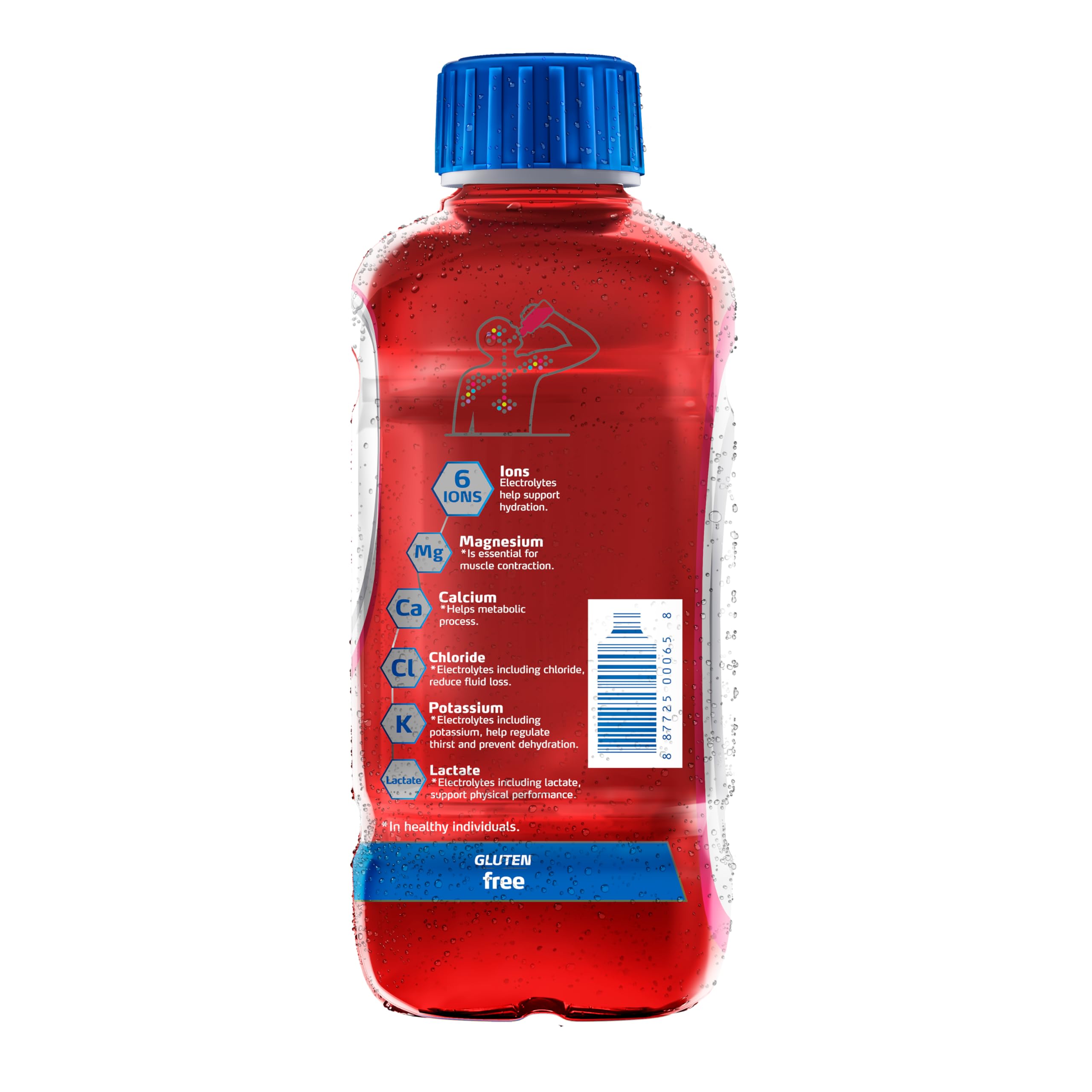 Electrolit Zero fruit punch splash label close-up highlighting electrolyte blend