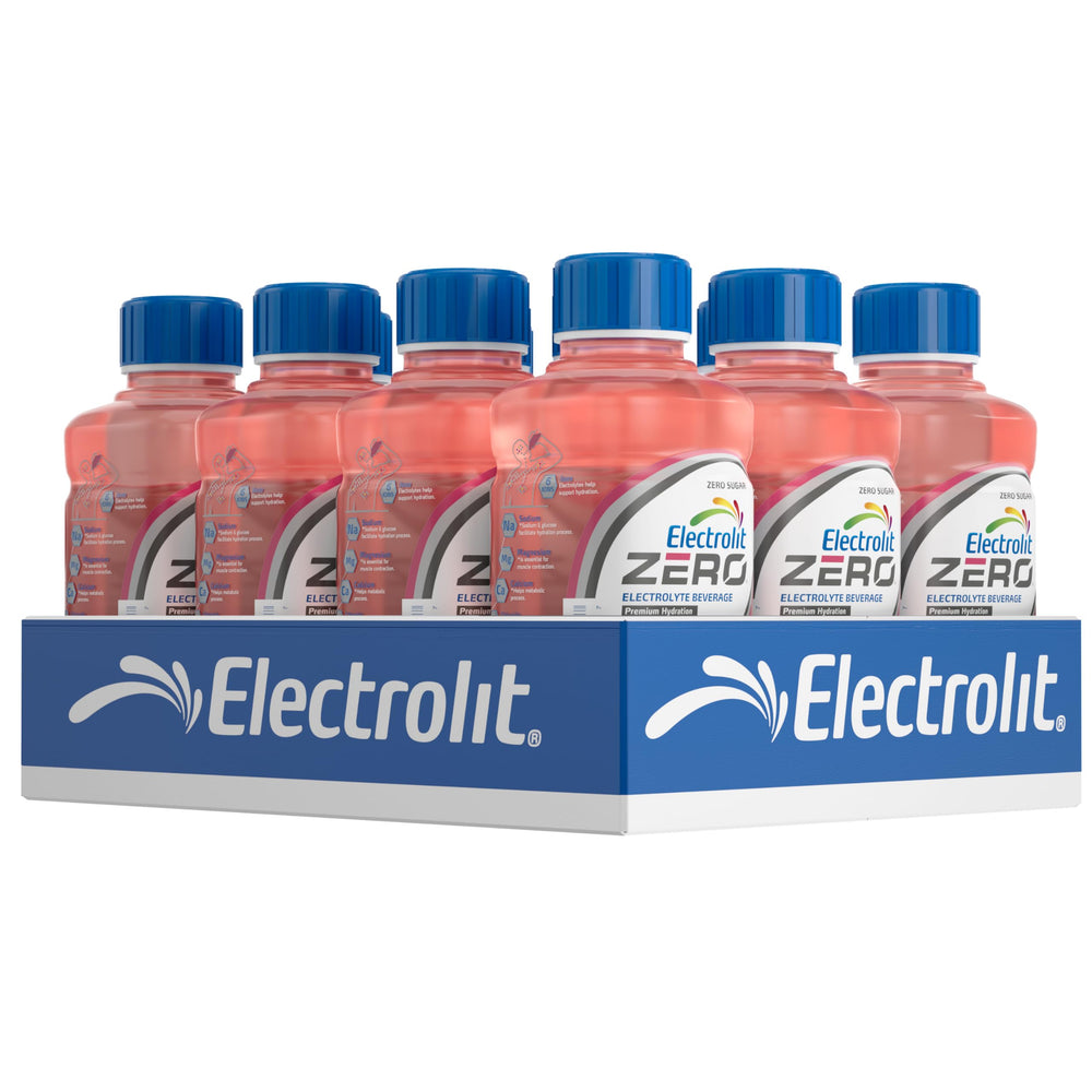 Electrolit Zero strawberry banana 21oz bottle for quick hydration during daily activities.