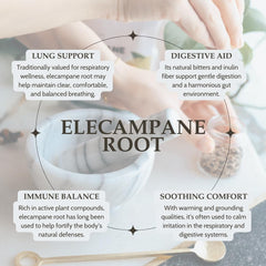 Elanen Naturals elecampane root packaging bag highlights organic sourcing.
