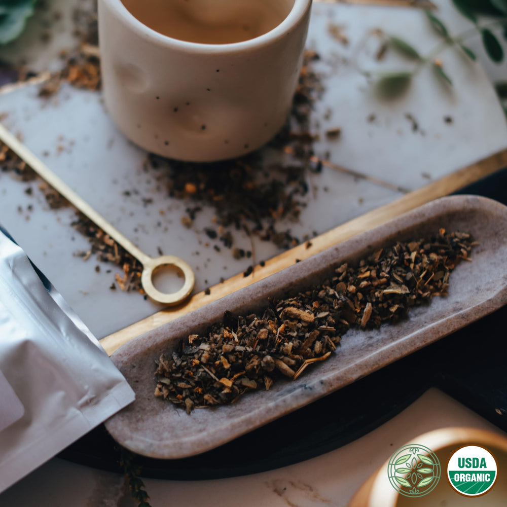 Elanen Naturals Breathe Tea lemon myrtle and elderflower notes for aroma.