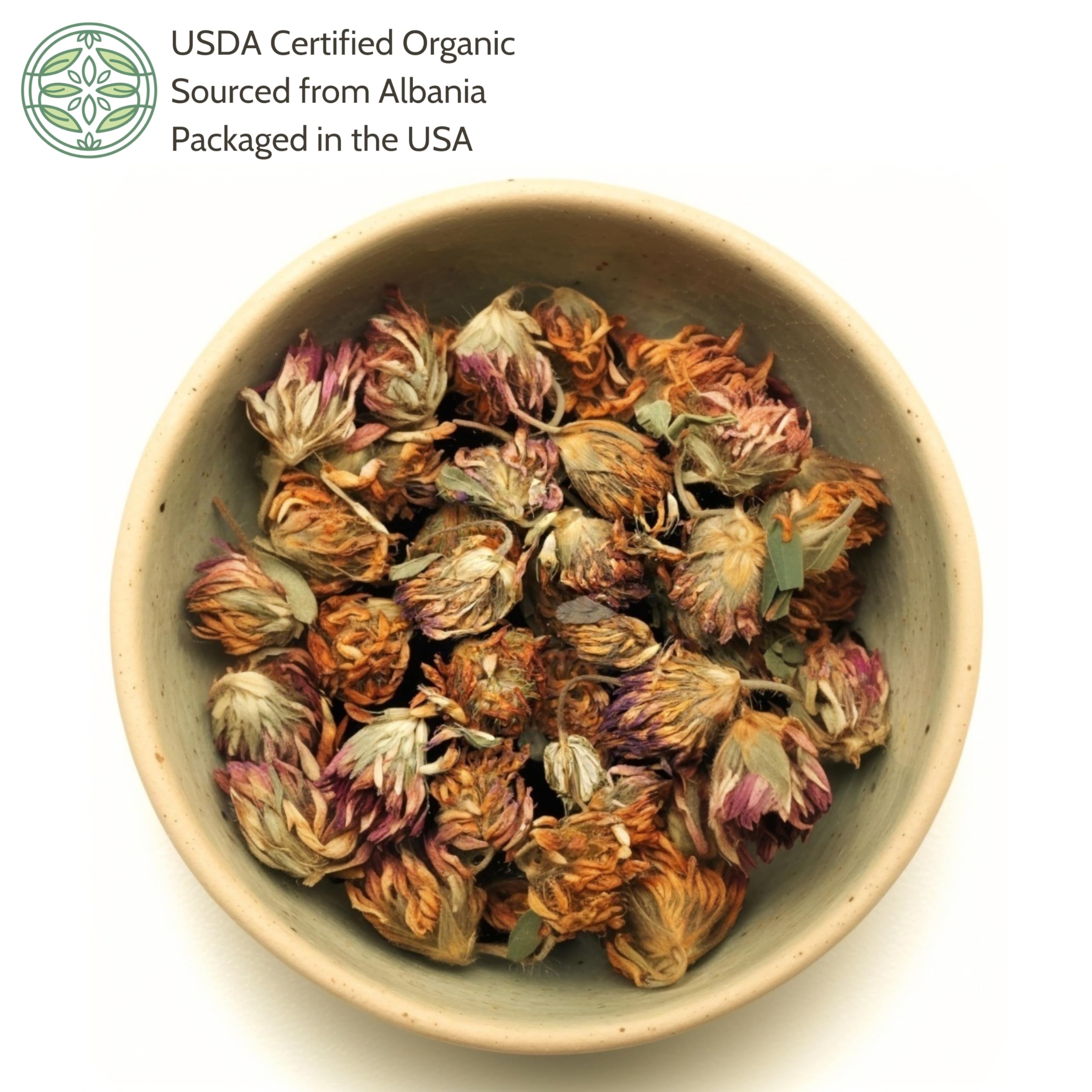 Elanen Naturals red clover tea brew with rich color and aroma.