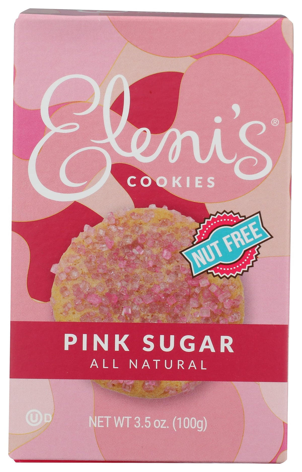 Eleni's New York Pink Sugar Crisp box front view, ideal for gifting.