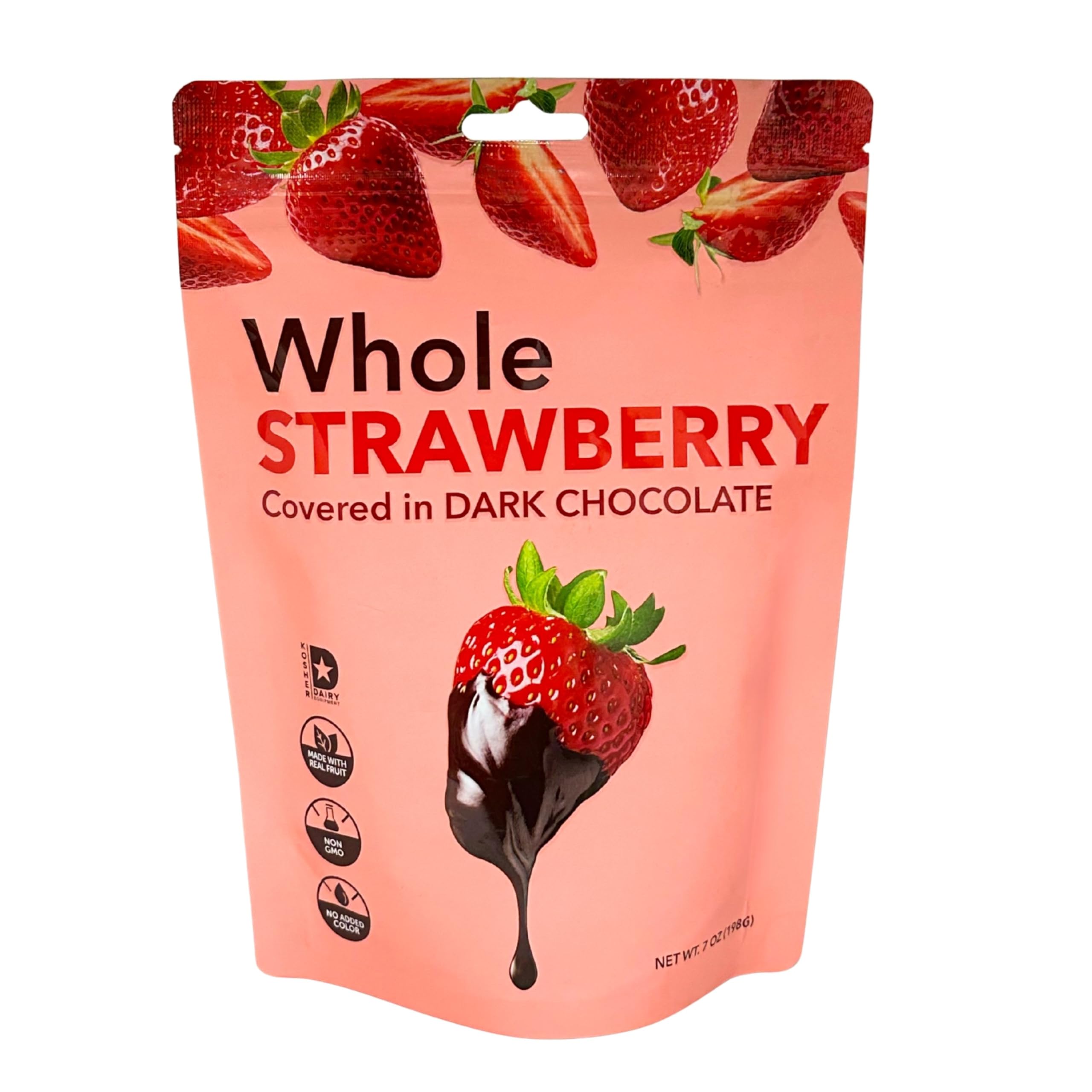 Elephant Park dark chocolate-covered whole strawberries in a 7 oz bag, ideal for gifting
