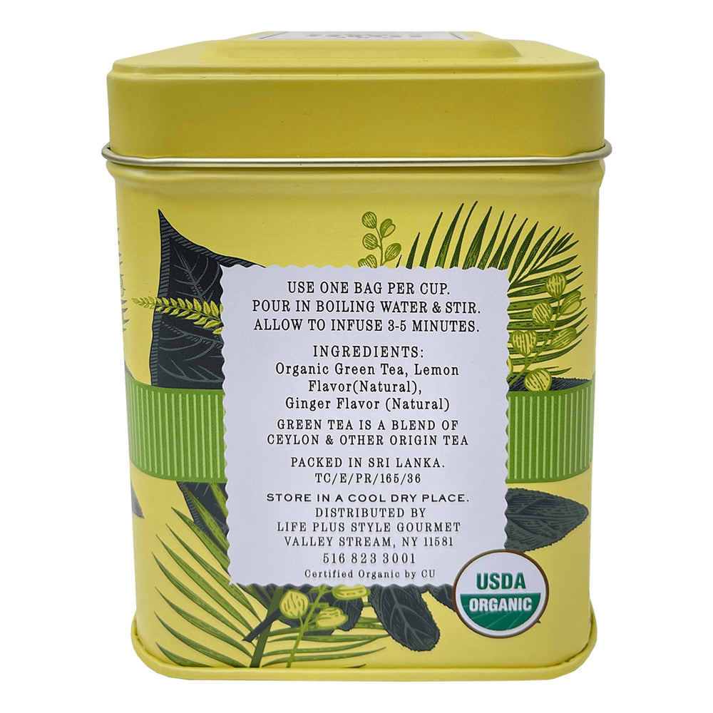 Elephant Park Lemon Ginger Tea Bags Closeup: natural mesh sachets for pure brew.