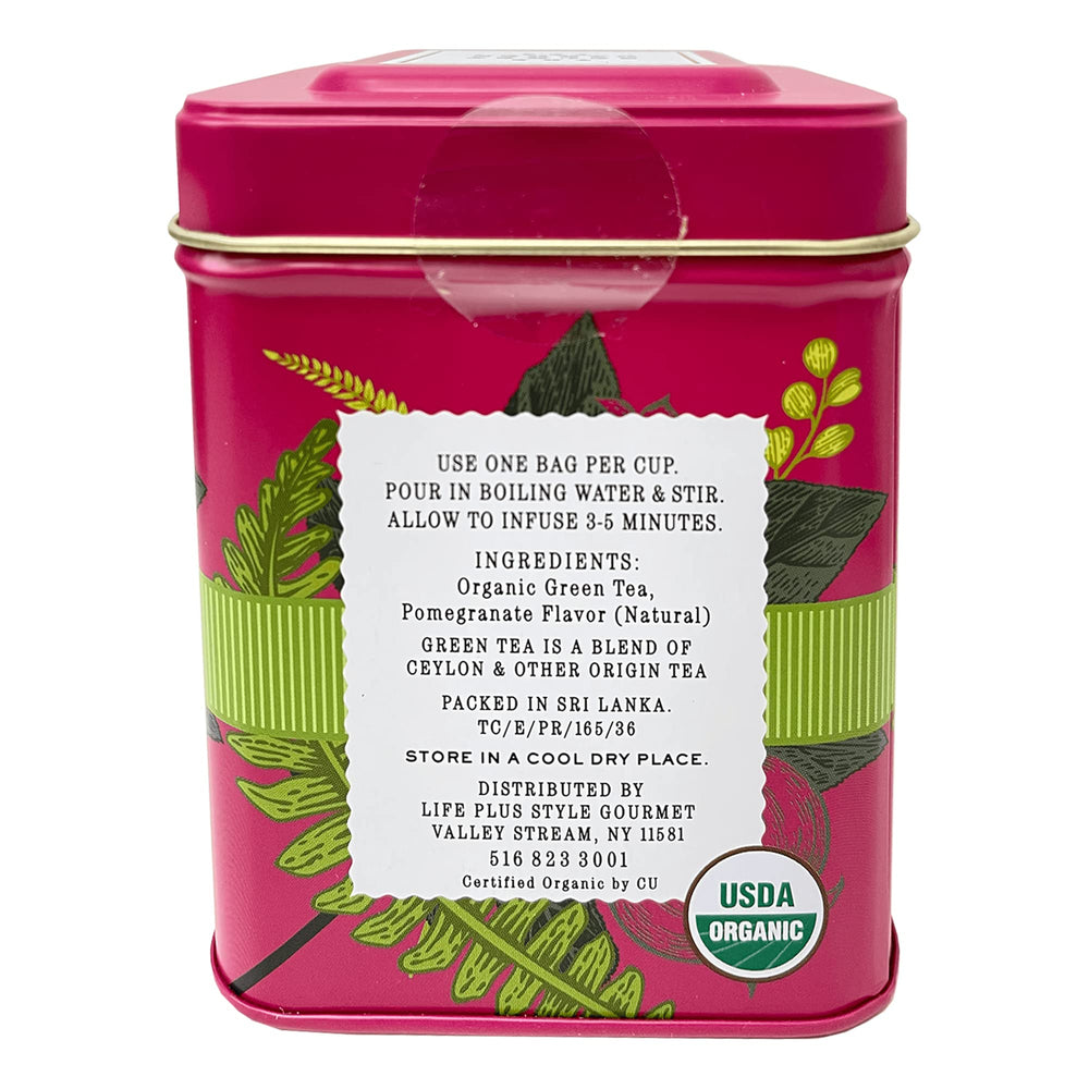 Elephant Park Pomegranate Green Tea gift tin showcases premium packaging for gifting occasions.