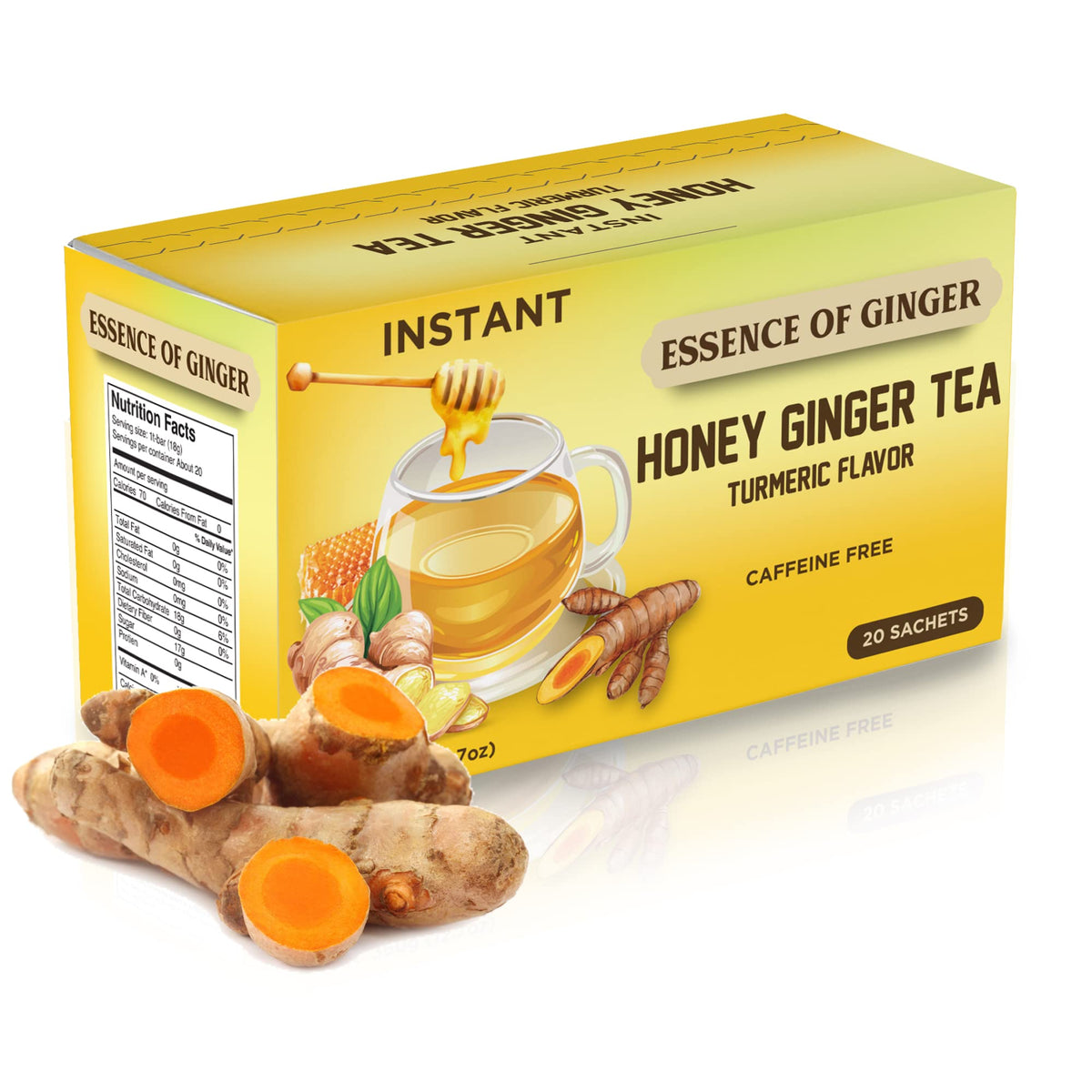 Elephant Park premium honey-ginger-turmeric tea packets ready to brew caffeine-free