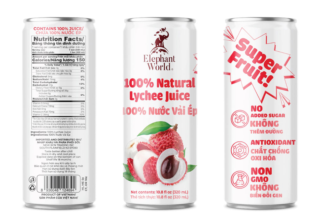 ELEPHANT WORLD Lychee juice glass pour captures smooth taste ready to enjoy