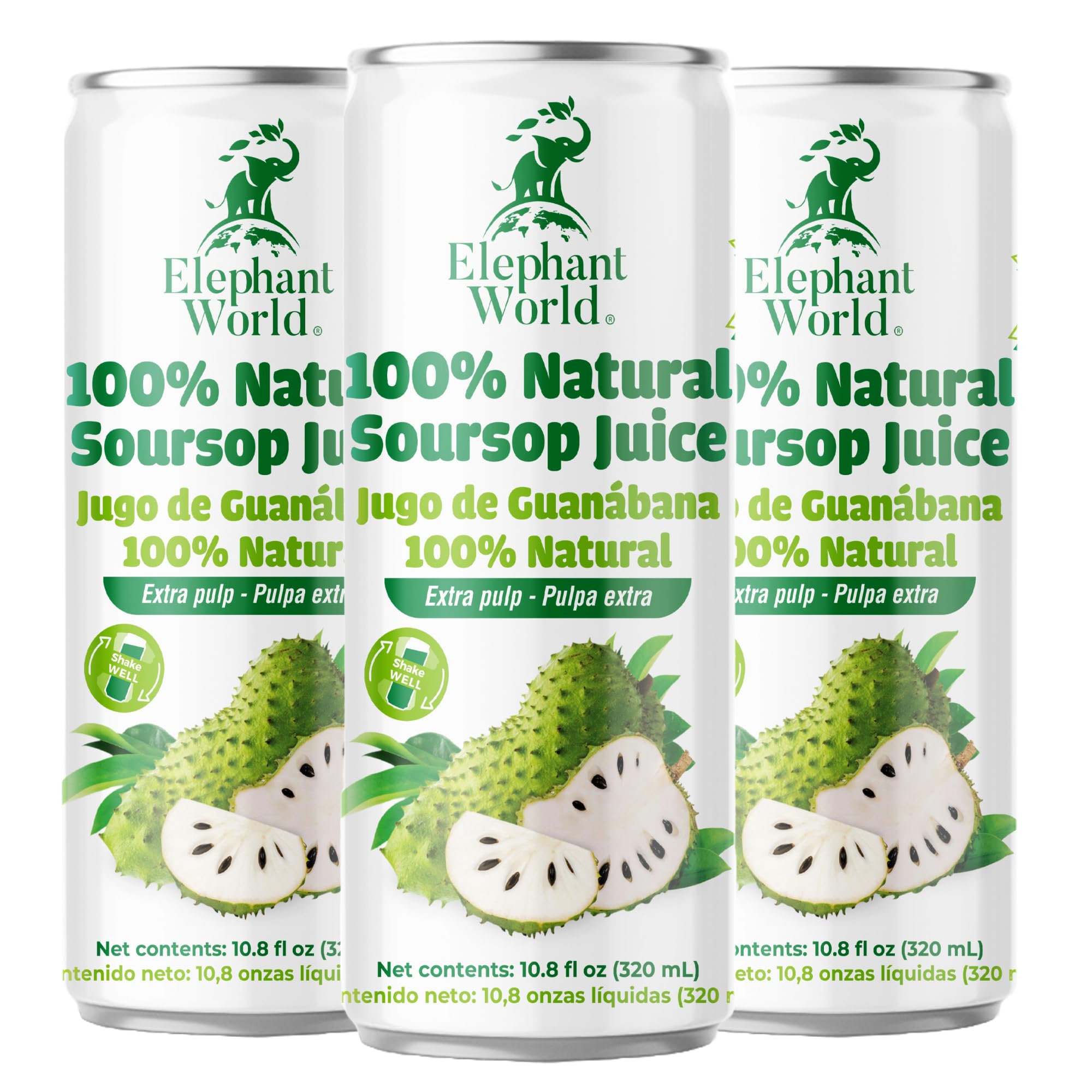 Elephant World Soursop Juice bottle: all natural flavor, sugar free, ideal for a refreshing anytime sip