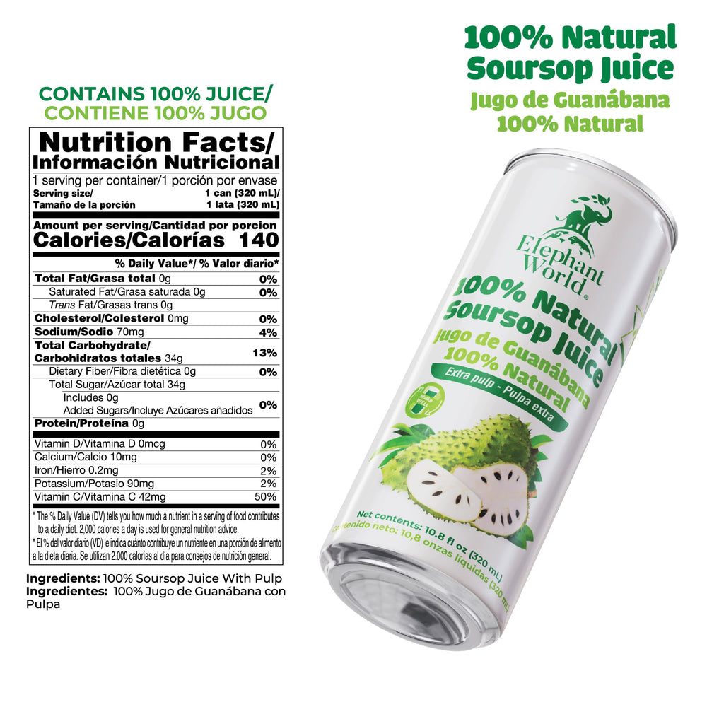 ELEPHANT WORLD Soursop juice bottle pour, ready for smoothies or water.