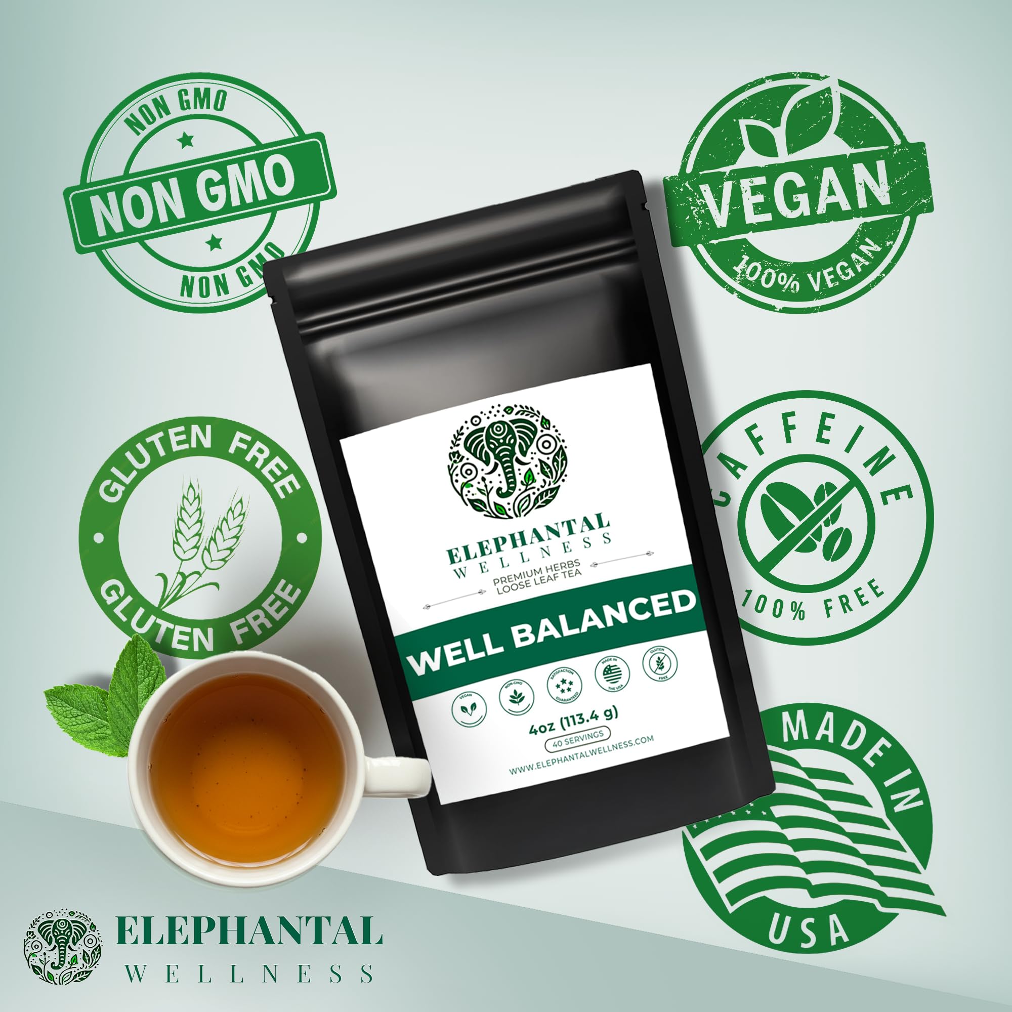 Elephantal Wellness Holy Basil herbs closeup evoking stress response balance