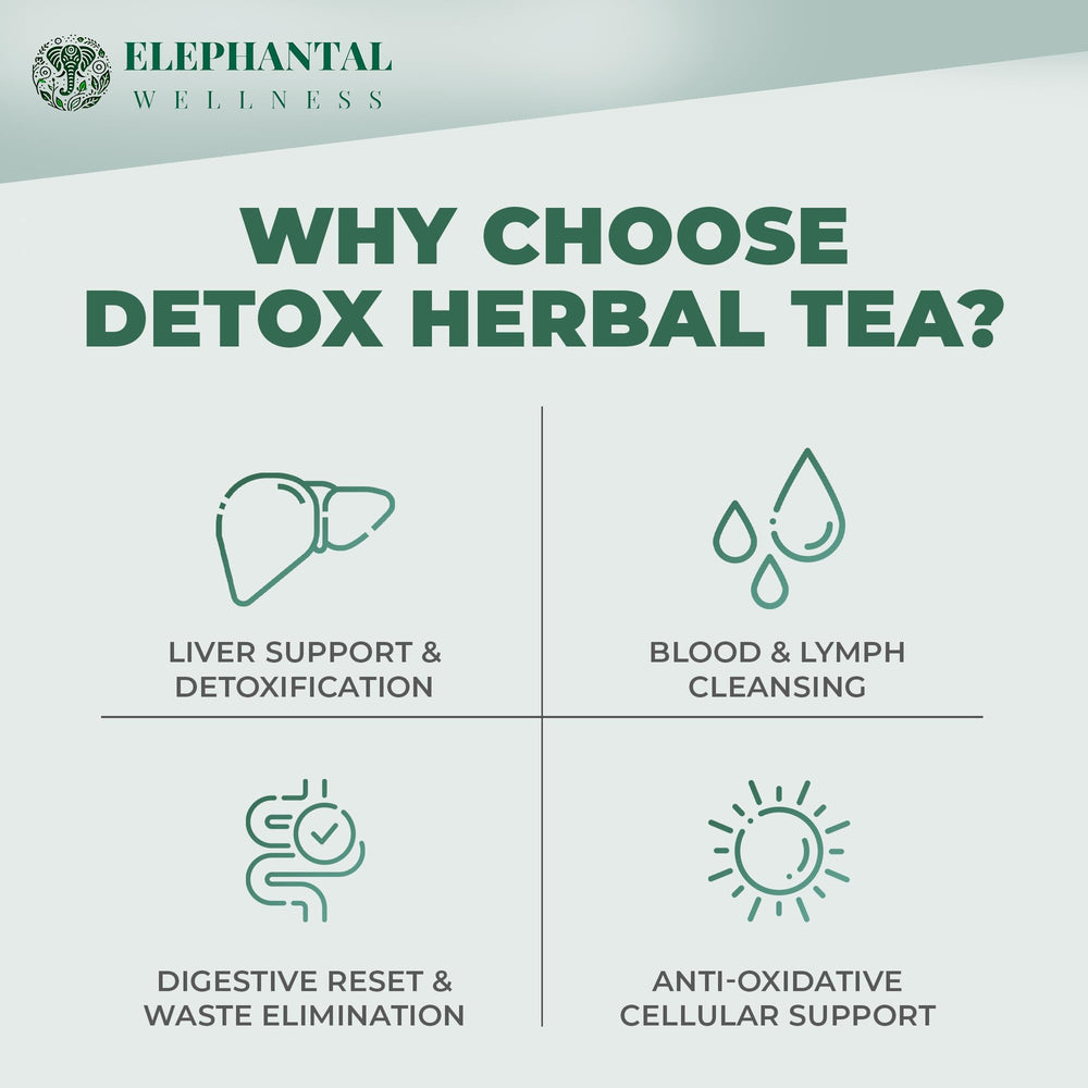 Elephantal Wellness detox tea pour steam inviting warm, comforting aroma.
