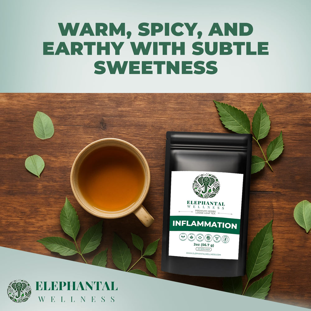 Elephantal Wellness basil licorice rosemary blend supports gut balance.