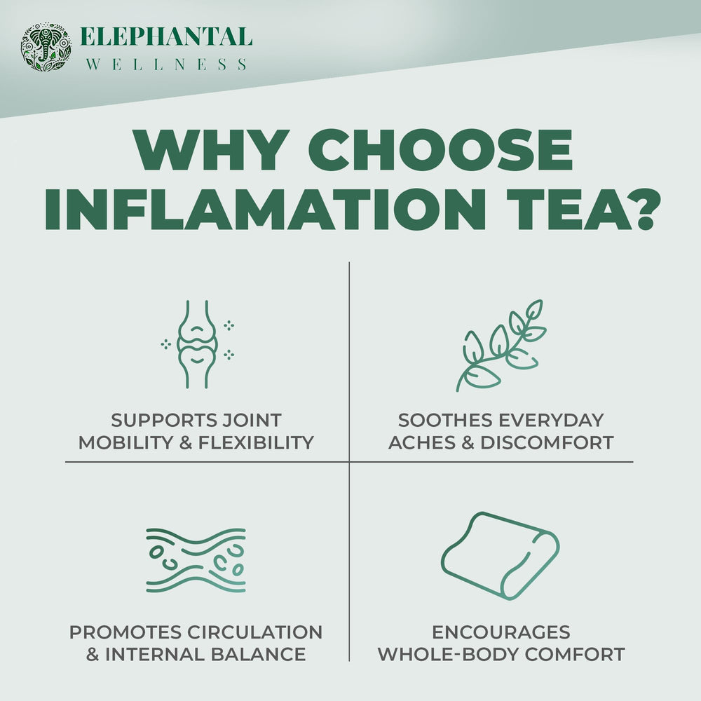 Elephantal Wellness ginger-cinnamon parsley brew supports circulation during activity.