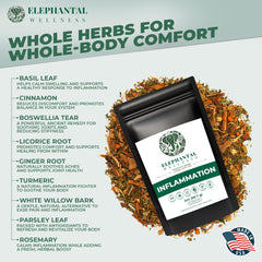 Elephantal Wellness white willow bark ginger tea for tension relief.