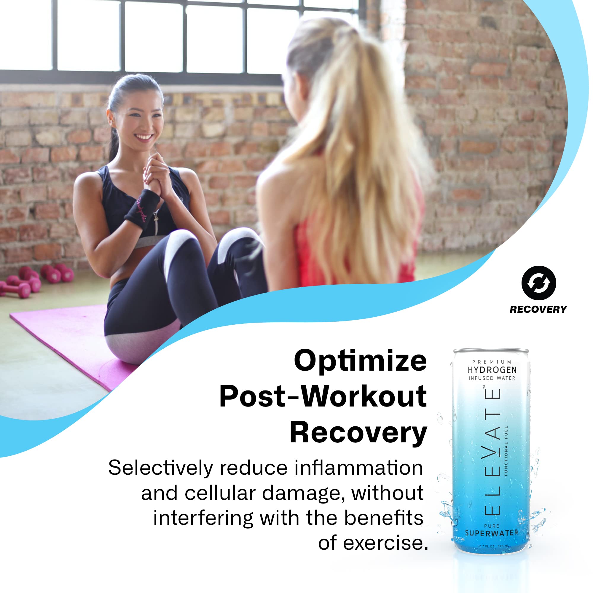 Elevate Superwater active-use-case stand near treadmill shows workout-ready hydration