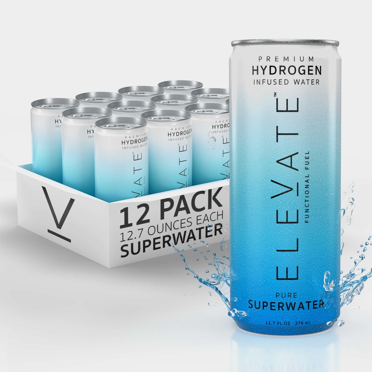 Elevate Superwater bottle front view highlighting premium hydrogen infusion for daily hydration