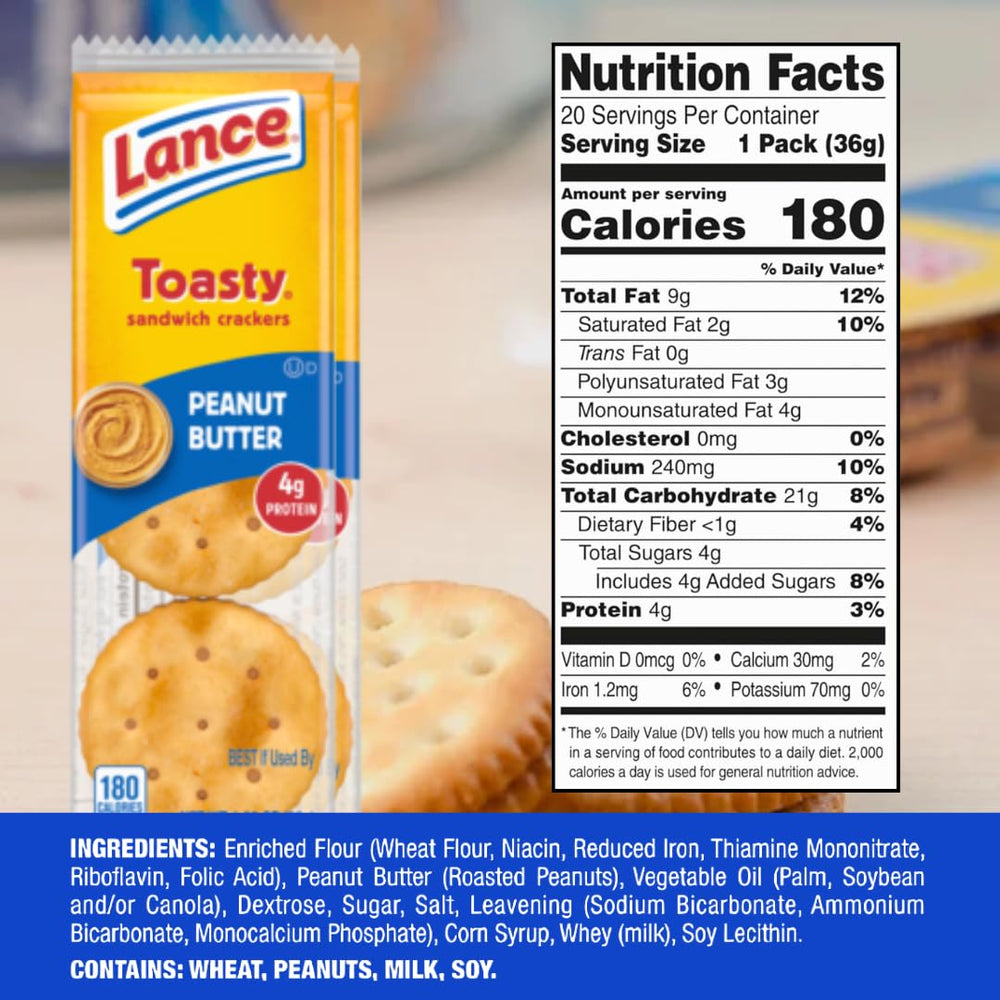 ELI&VAL Lance Toasty Peanut Butter Sandwich Crackers unwrapped packs ready for kids lunches