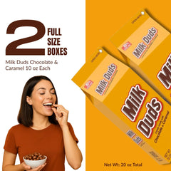 Chewy caramel centers in Milk Duds, appealing for movie nights