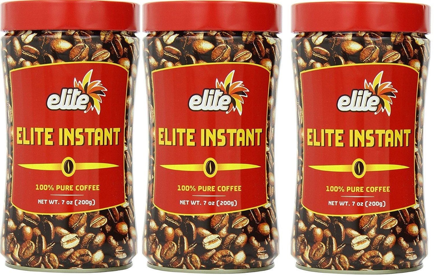 Elite Instant Coffee 7-oz 3-pack front view with rich aroma