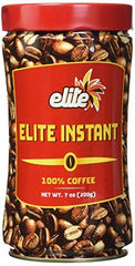 Elite Instant Coffee 7oz jar, ready for quick, rich mornings.